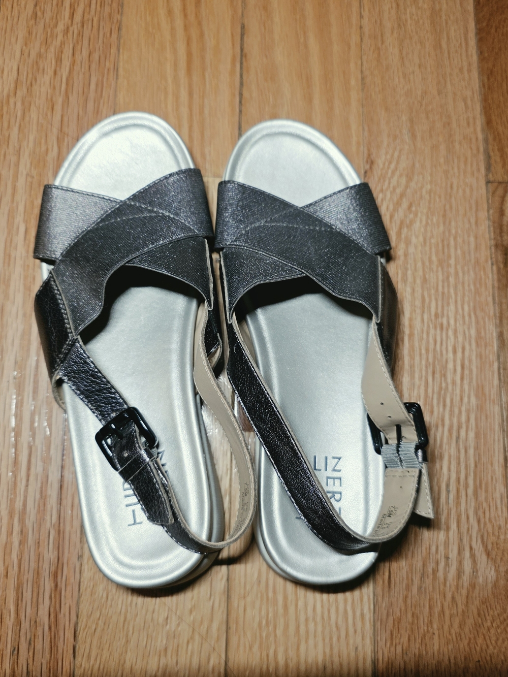Naturalizer Metallic Black Crisscross Slingback Sandals